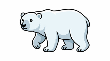 Fototapeta premium A cartoon-style illustration of a walking polar bear with a white coat