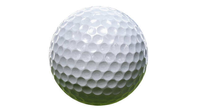 Dimpled white golf ball on green grass