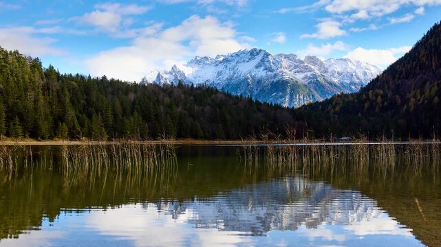 Ferchensee timelapse of a lake near Mittenwald in Bavaria