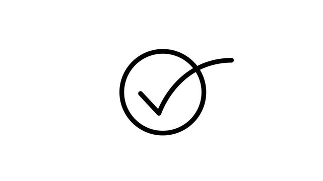 Checkmark animation progressing from partial to complete circle on white