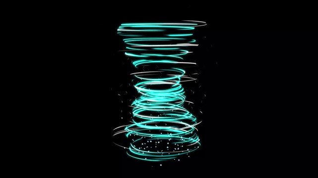 Chaotic hand drawn tornado cyclone animation, powerful whirlwind vortex storm effect on black screen, cartoon weather twister transition, premium VFX motion graphics with alpha channel 4k