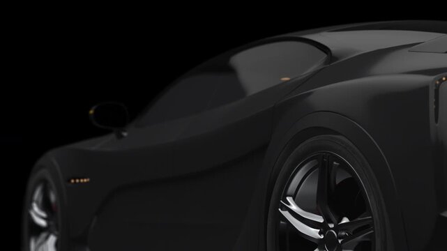 3D render of electric supercar starting up with EV chassis reveal. EV Cars And Green Energy Concept 3D Animation.