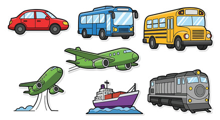 Vehicles on Land Sea Air Transportation. © Regina