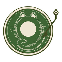 Stylized cat record player in matcha green tea colors © BlackGroundMeYou 