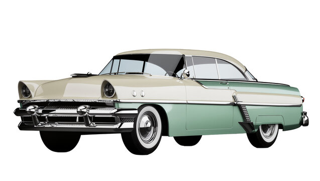 Vintage two-tone cream and mint green coupe car