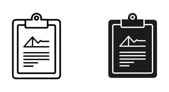 Clipboard with document icon, medical report or business form, vector illustration, flat design, isolated on white background