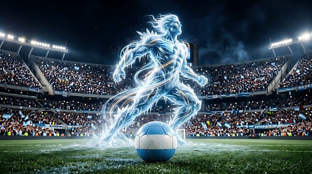 Football 2026 argentinian player energy burst illustration for sporting events