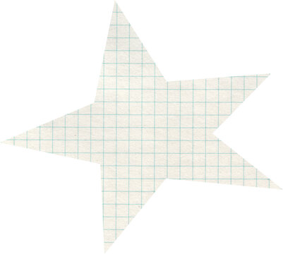 Star shape cutout made of blue grid graph paper for scrapbooking and school supplies design
