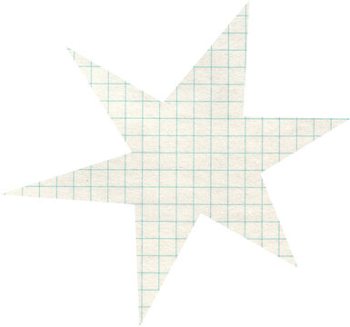 Star shaped cutout made from graph paper with blue grid lines for school and office stationery design projects