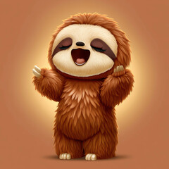 Fototapeta premium Cute sloth cartoon character illustration