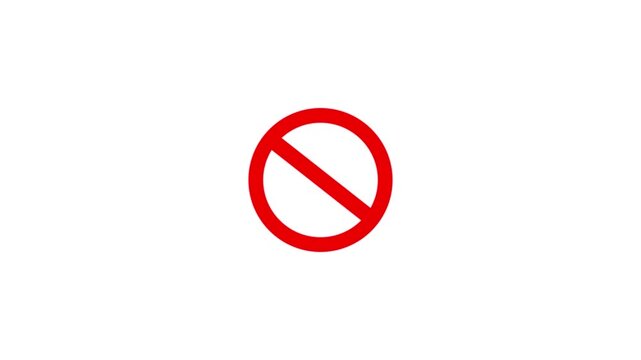 Ban and block icon animation for restriction and prohibited access concept Not allowed animation.