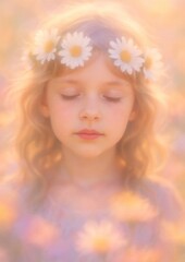 Fototapeta premium Dreamy floral child portrait