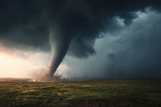 Destructive tornado forming during a powerful severe storm