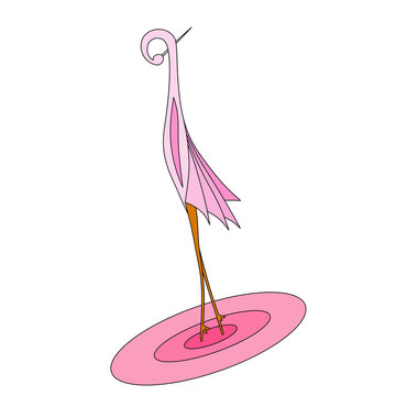 a colorful logo featuring a stylized pink flamingo looking back