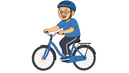 Naklejka premium Happy Senior Man Riding Bicycle Enjoying Outdoor Activity