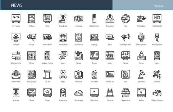 News Media Report Journalism Information Icon Set