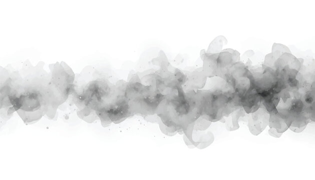 Horizontal black ink wash watercolor border trail with textured brush strokes and paint splatters on white background