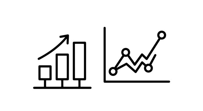 Financial growth charts and business progress bar graphs set with business financial progress