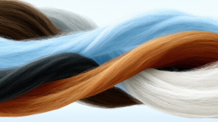 Naklejka premium Abstract flowing waves in blue brown black and white tones, modern artistic background, fluid motion, creative design.