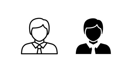 Fototapeta premium Business professional male person avatar icon set in outline and solid vector style with business