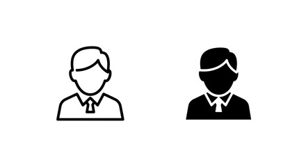 Fototapeta premium Business professional male person avatar icon set in outline and solid vector style with business