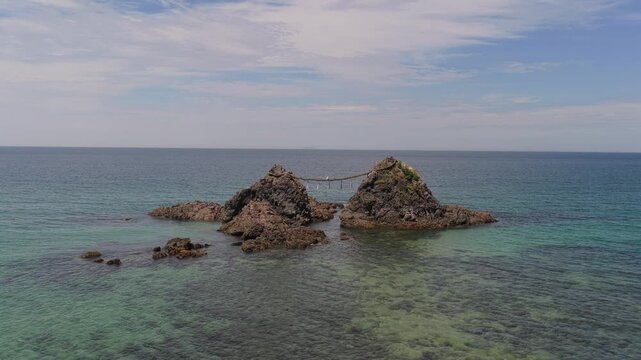 Meoto Iwa Couple Rocks with Clear Blue Ocean in Itoshima