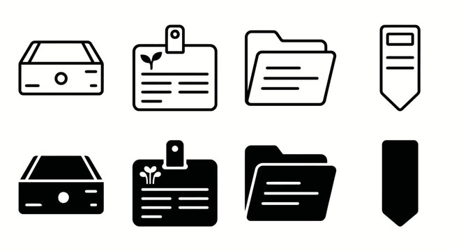 Collection of various office icons including folders and tags