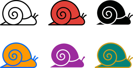 Colorful snail icons in different colors on white background © Khatunay JANNATARA
