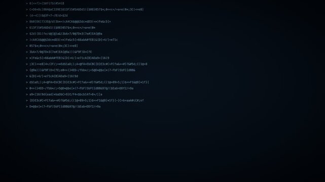 Frost terminal typing hacker code background, digital data stream motion loop