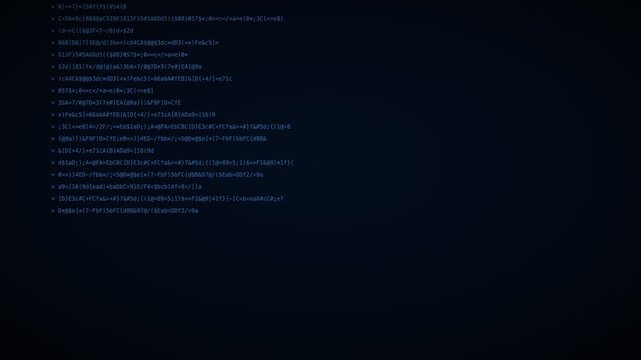 Azure terminal typing hacker code background, digital data stream motion loop