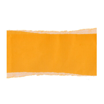 Orange rectangular sticker with torn edges