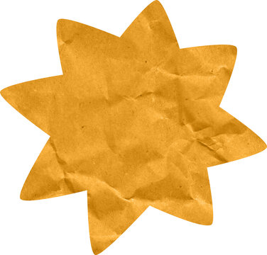 Orange crumpled paper star wrinkled texture hand cut aesthetic for craft design scrapbooking and collage elements