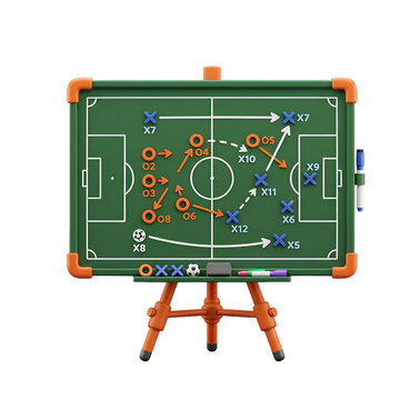 3D Render of Soccer Football Tactical Board with Strategy and Formation