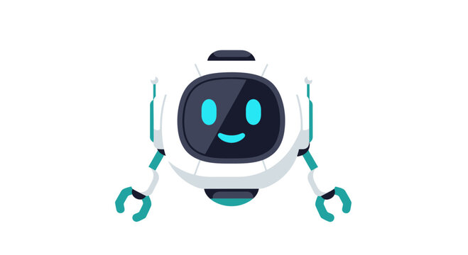 A smiling robot character illustration presents with arms outstretched in a friendly pose.