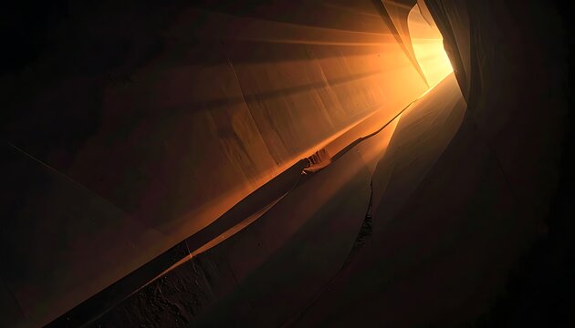 Dark tunnel with light at end.