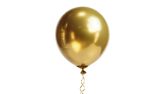 Shiny golden balloon with ribbon