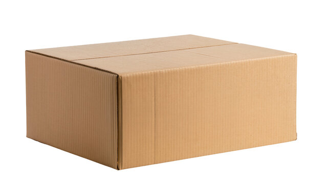 Cardboard box closed rectangular brown, corrugated material