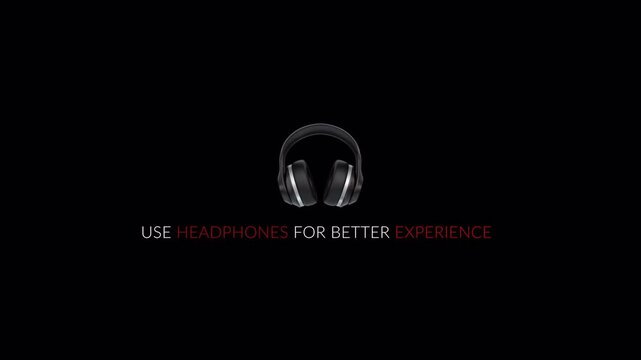 &ldquo;Headphone icon with use headphones for best experience text animation on transparent background. Enhanced audio experience animation suggesting headphone use for immersive sound with alpha channel 4K