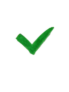 Hand drawn green check mark symbol isolated on transparent background