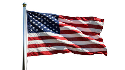 Obraz premium American flag waving on flagpole with stars and stripes