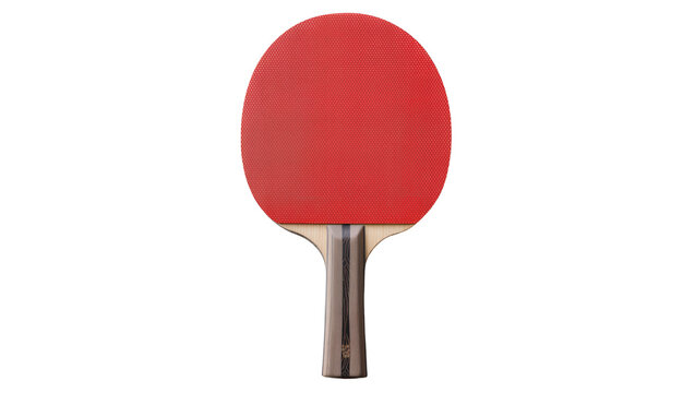 Red table tennis racket with wooden handle