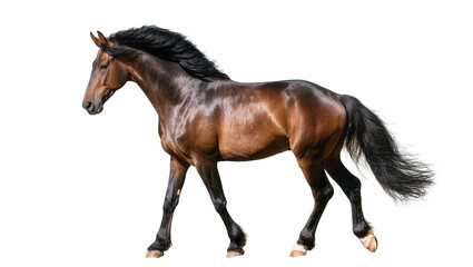 Brown horse with black mane and tail in motion © Sylas