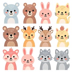 Fototapeta premium Cute Woodland Animal Illustrations