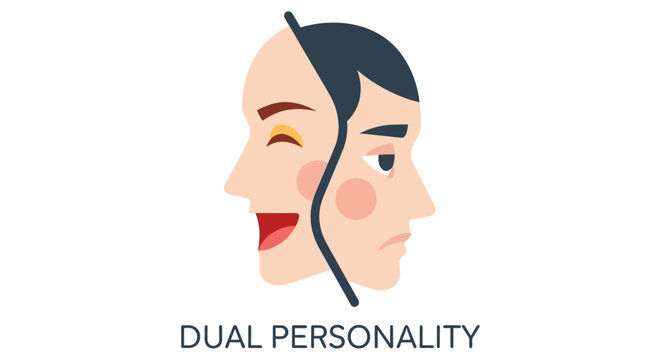 A split face representing duality and contrasting human emotions