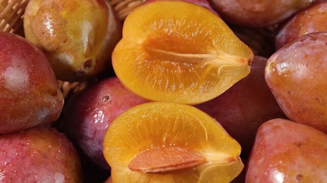 Ripe prunes in a basket