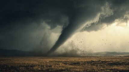 Fototapeta premium Destructive tornado forming during a powerful severe storm