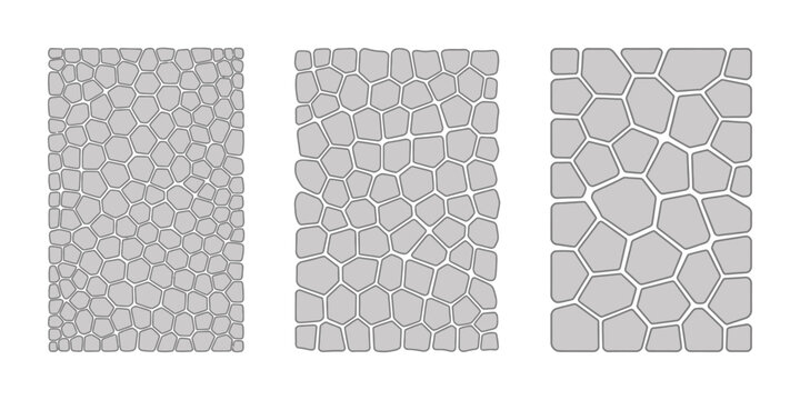 Cobblestone patterns, ancient stone pavement textures featuring pebbles, floor tiles and decorative wall surface structures.