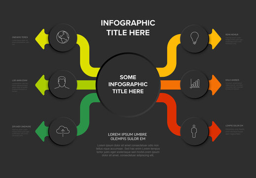 Modern Business Infographic Template with 6 Steps and Arrows