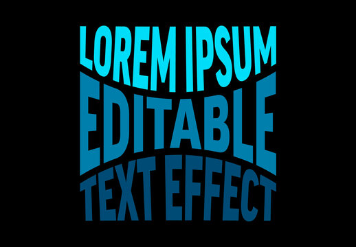 Blue Curved Editable Text Effect Square Template