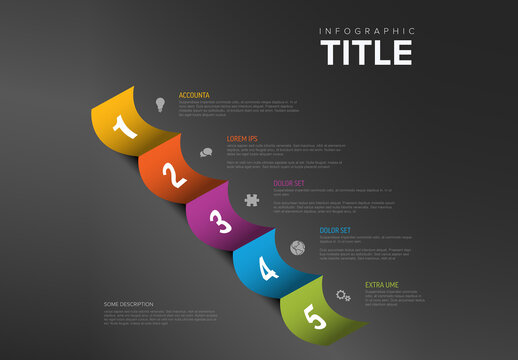 Modern Business Infographic Template with Five Numbered Steps